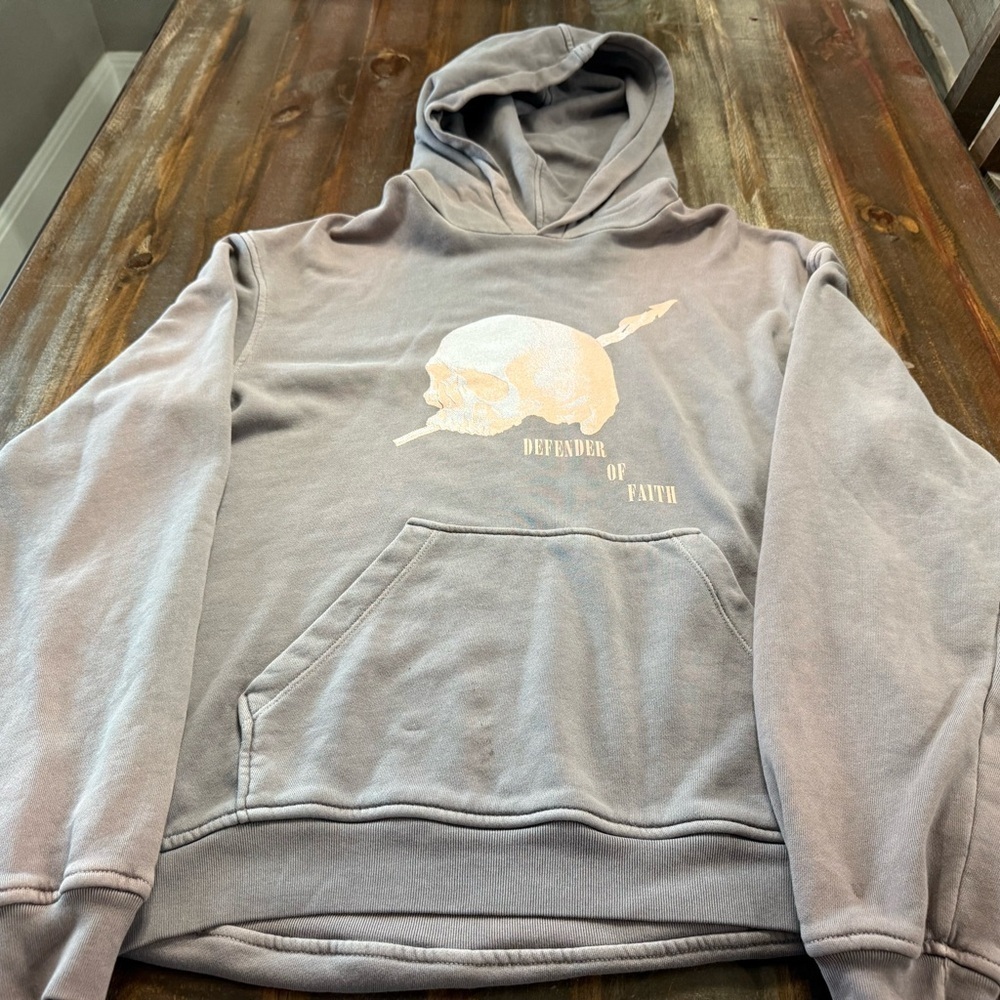 Alchemist Miami Defender of Faith Skull Hoodie Gray Oversized Sample Piece NWOT